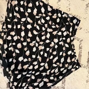 LOFT Black and Cream Floral Skirt